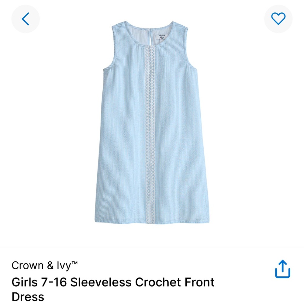 Crown and Ivy Blue and White Girl’s dress - size 8. Never Been Worn.